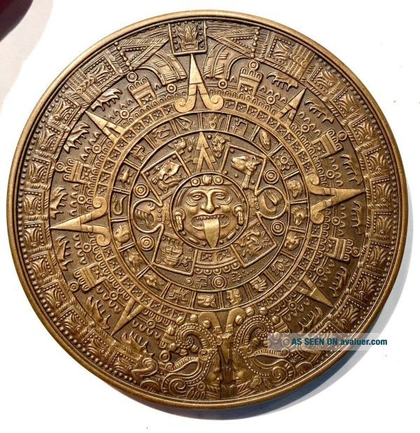 Bronze Aztec Calendar Medal Medallion Coin 2 7/8” Mexico | #34942619