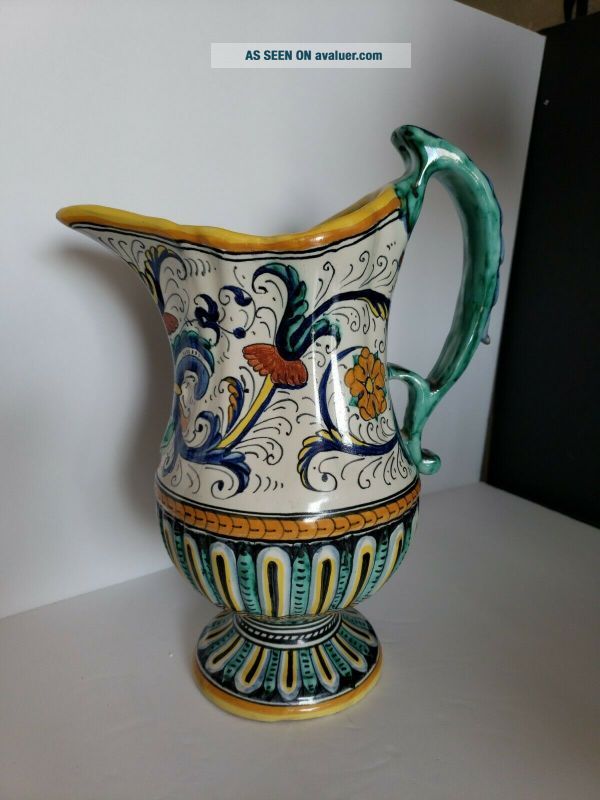 Vintage Deruta Italian Pottery Water Wine Pedestal Pitcher Over 10 ...