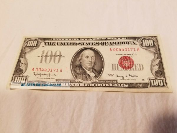 1966 $100 DOLLAR BILL UNITED STATES TENDER RED SEAL NOTE | #35795659