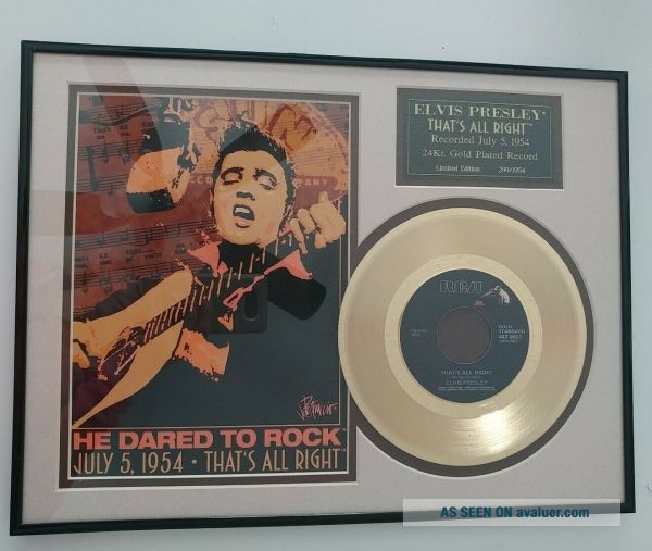 Elvis Presley 1954 24K Gold Plated Framed Matted Record “Thats All ...