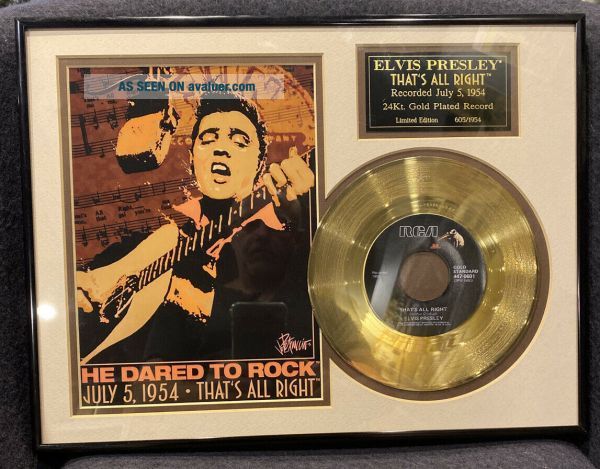 Elvis Presley 1954 24K Gold Plated Framed Matted Record “Thats All ...
