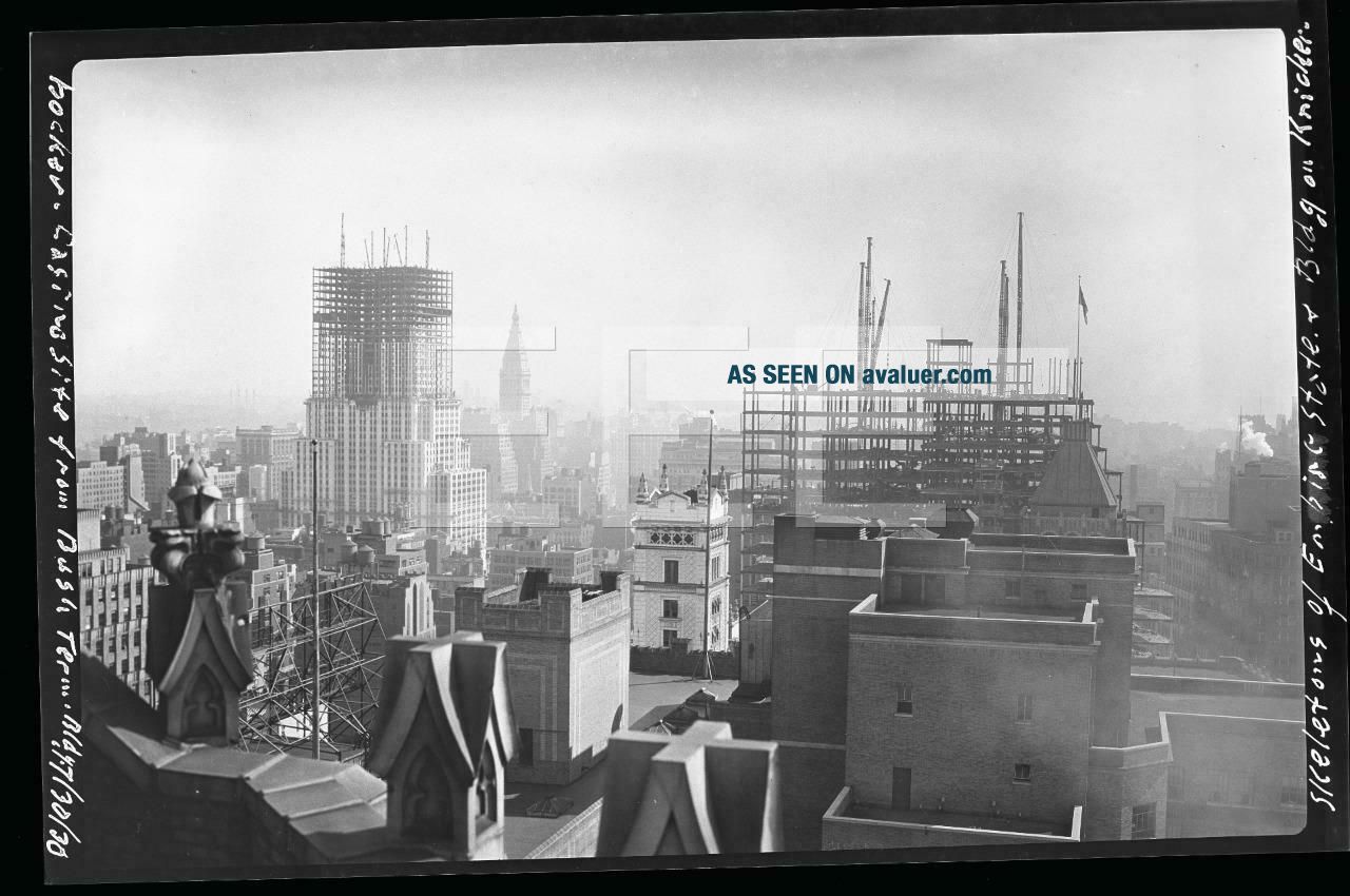 1930 Empire State Building Construction Manhattan NYC Old Photo Negative 362B