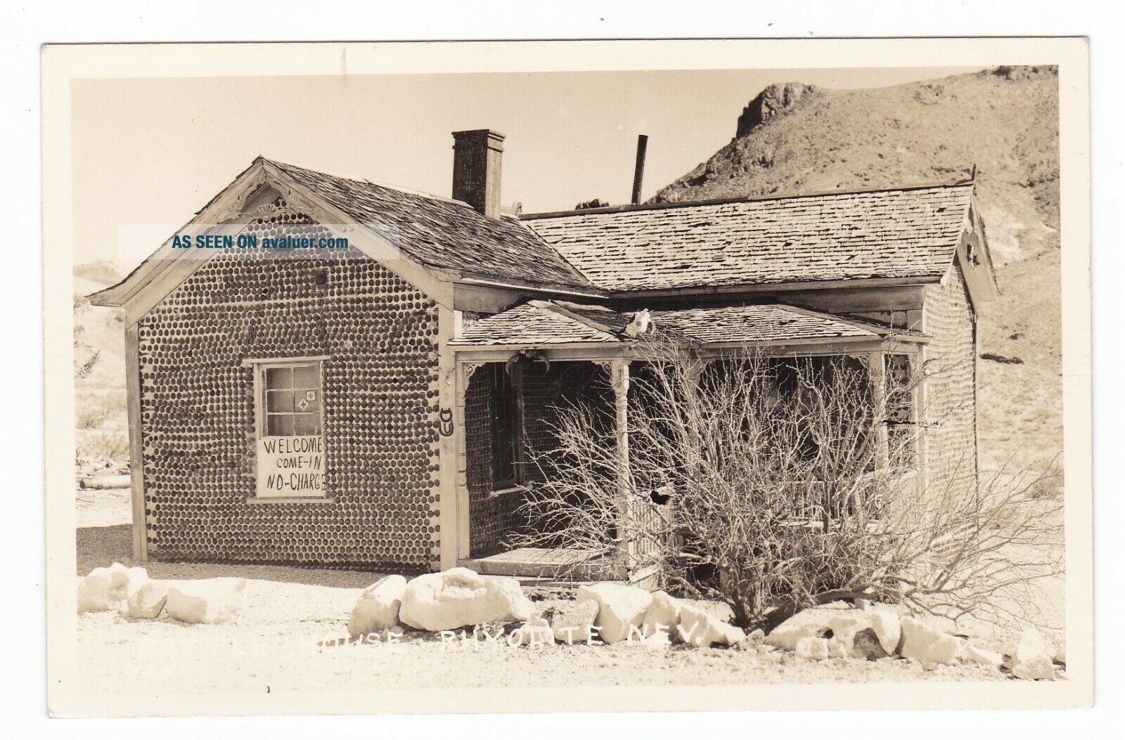 1940 ' s RPPC RHYOLITE NV BOTTLE HOUSE VINTAGE REAL PHOTO POSTCARD NEVADA OLD