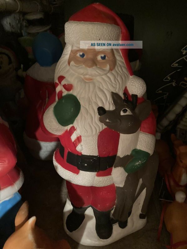 Blow Mold Santa And Reindeer
