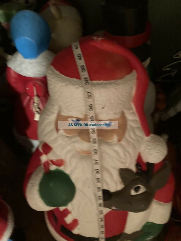 Vintage Christmas Santa With Reindeer And Candy Cane Blow Mold | #48337457