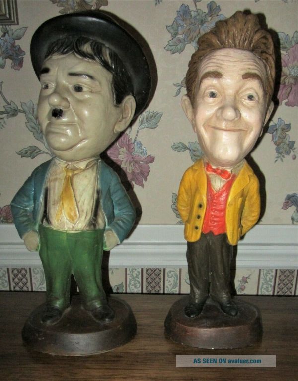 Vintage 1971 Esco Prod Laurel And Hardy Chalkware Figures Statues 