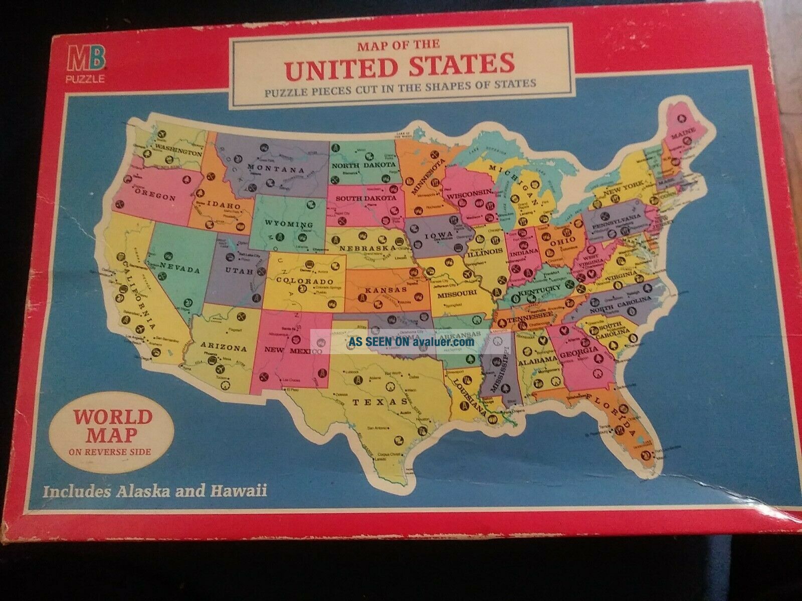 Vintage MB Authentic Map Of The United States & World Map Puzzle ...