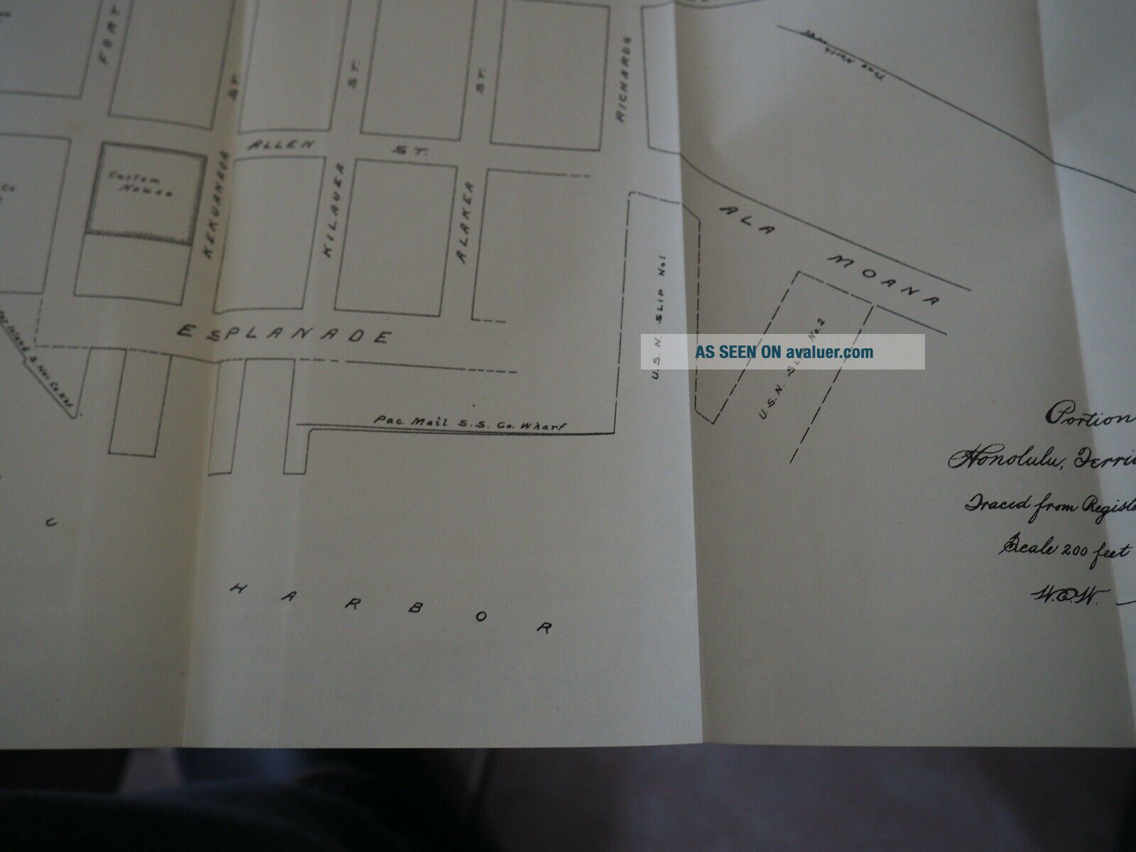 Antique Map " Portion Of Honolulu Territory Of Hawaii Traced From ...