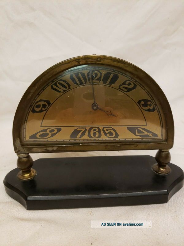 Rare Antique Vintage Art Deco SILVERCRAFT Brass Wind Up MANTLE CLOCK ...