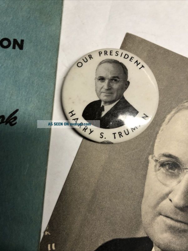 Vtg 1948 Political BUTTON PIN President HARRY TRUMAN W DNC Delegates ...