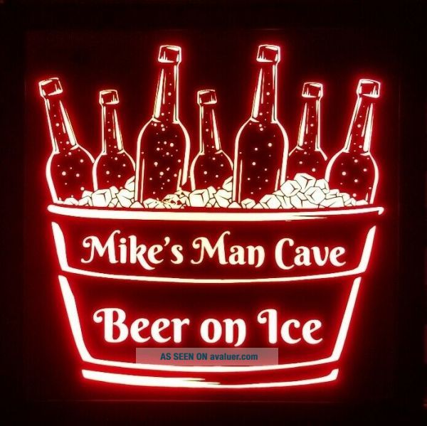 Custom Ice Cold Beer LED Sign Personalized, Home Bar Pub Sign, Lighted ...