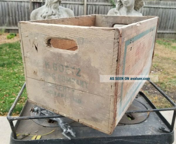 Antique Goetz Brewing Co Wooden Bottle Box Case Crate St Joe Country ...