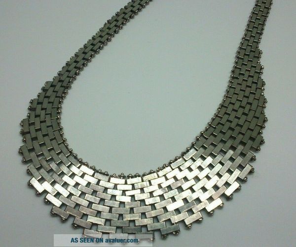 Jakob Bengel Machine Age Modernist Art Deco Chrome Brickwork Necklace ...