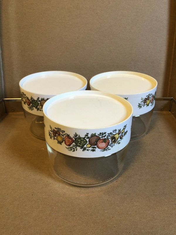 Set Of 3 Vintage Corning Ware Pyrex SPICE OF LIFE See N Store Glass ...