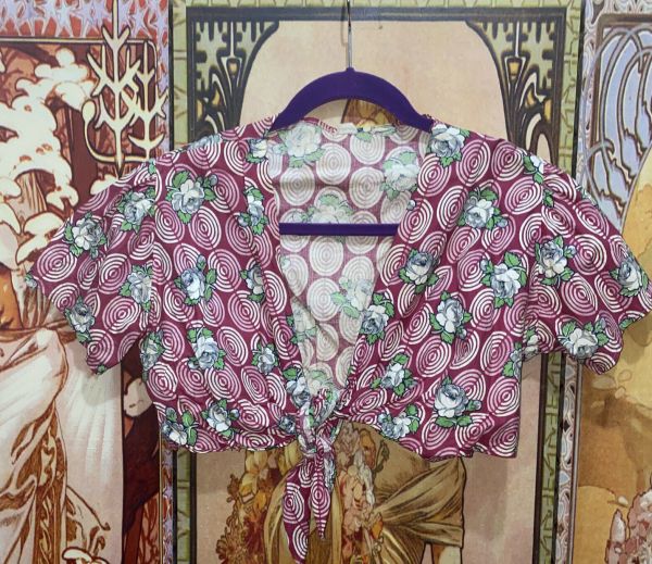 Vintage 1930s 1940s Novelty Floral Blouse Wrap Top 61984006 — free download