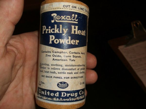 ANTIQUE - REXALL - PRICKLY HEAT POWDER,  UNITED DRUG CO.  UN - OLD - 503
