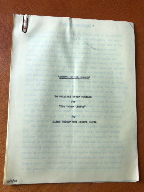 Outer Limits Script 1963 THE OUTER LIMITS TV SHOW SCRIPT STEP OUTLINE HUNDRED DAYS OF THE ...