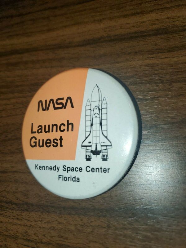 Nasa Pin Button Vintage NASA Kennedy Space Center Florida Launch Guest Button Pin Badge ...