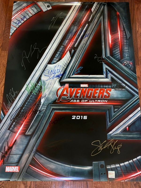 Avengers Age Of Ultron DS Movie Poster CAST SIGNED Stan Lee Endgame ...